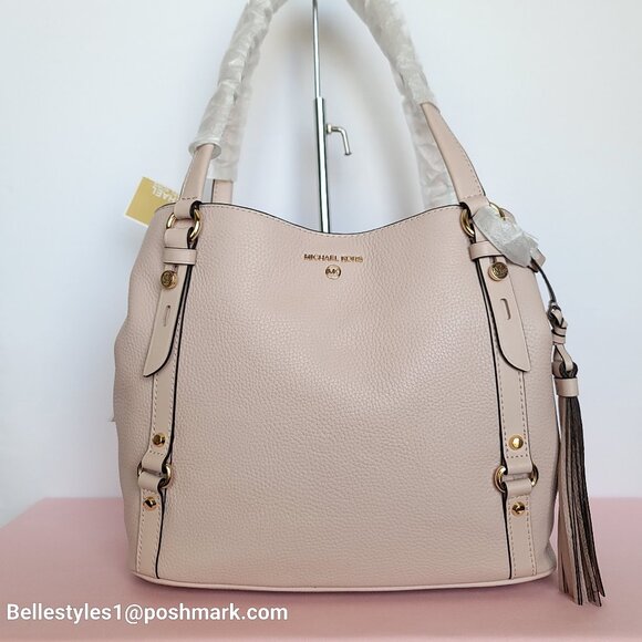 MICHAEL KORS Carrie Pebbled Leather Large Shoulder Tote- Soft Pink color⭐ - Picture 1 of 16